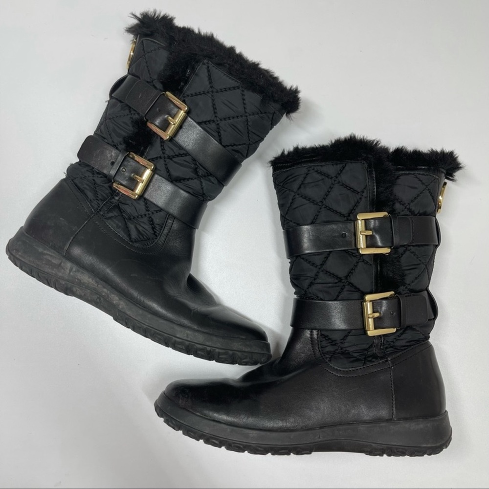 Michael Kors Aaran Quilted Black Winter Boots 6.5